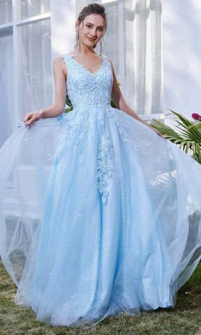 Vestido largo sin mangas con escote en V y corte en A