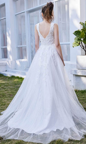 Vestido largo sin mangas con escote en V y corte en A