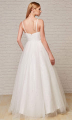 Robe trapèze plissée et ornée de paillettes