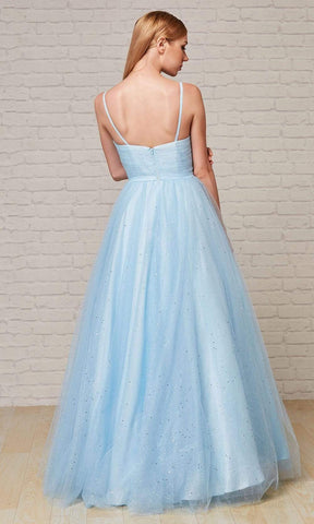 Vestido de corte A con pliegues y lentejuelas