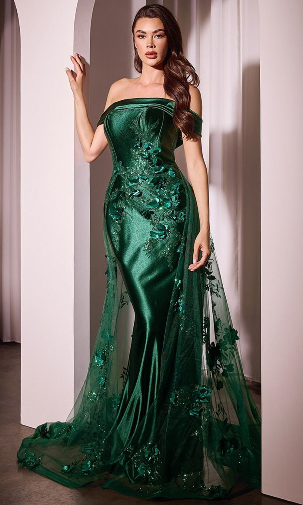Floral Off-Shoulder Evening Dress