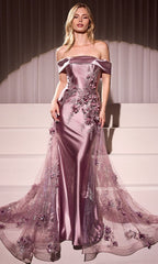 Floral Off-Shoulder Evening Dress