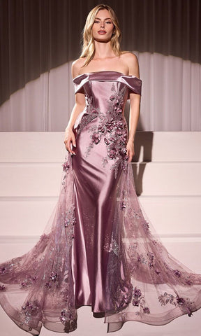 Robe de soirée fleurie à épaules dénudées