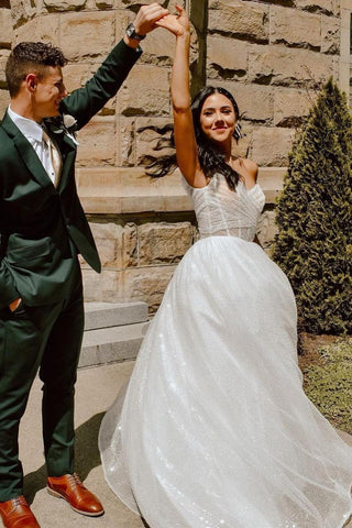 Jayla | Robe de bal longue rose poudré pailletée à épaules dénudées et décolleté cache-cœur