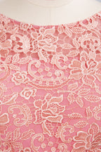 Robes de bal simples en dentelle florale à volants et bijoux | Robes de soirée corail sans manches de coupe trapèze