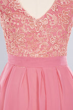 Robes de bal simples en dentelle florale à volants et bijoux | Robes de soirée corail sans manches de coupe trapèze