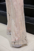 Combinaison de soirée sans manches en tulle à sequins Jewel