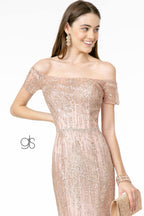 Jeweled Waist Band Mermaid Long Prom Dress