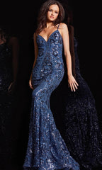 Vestido de fiesta de lentejuelas con tirantes finos