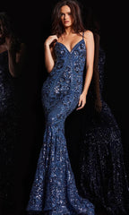 Vestido de fiesta de lentejuelas con tirantes finos