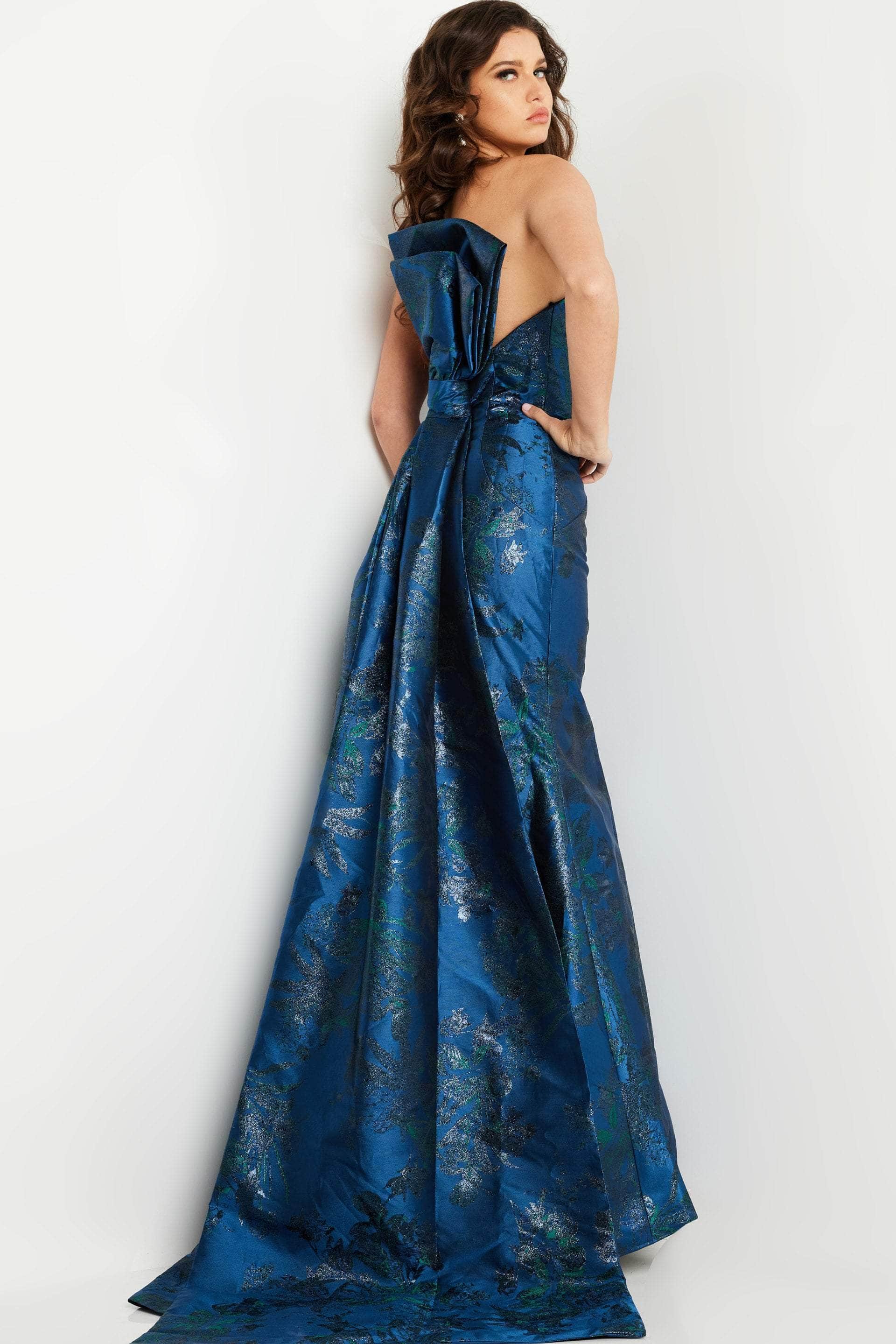 Strapless Bow Accent Evening Gown