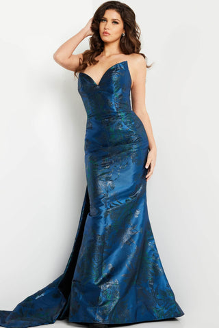 Strapless Bow Accent Evening Gown