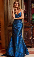 Strapless Bow Accent Evening Gown