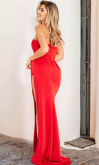 Asymmetric Stretch Satin Sheath Gown