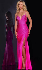 Beaded V-Neck Prom Dress