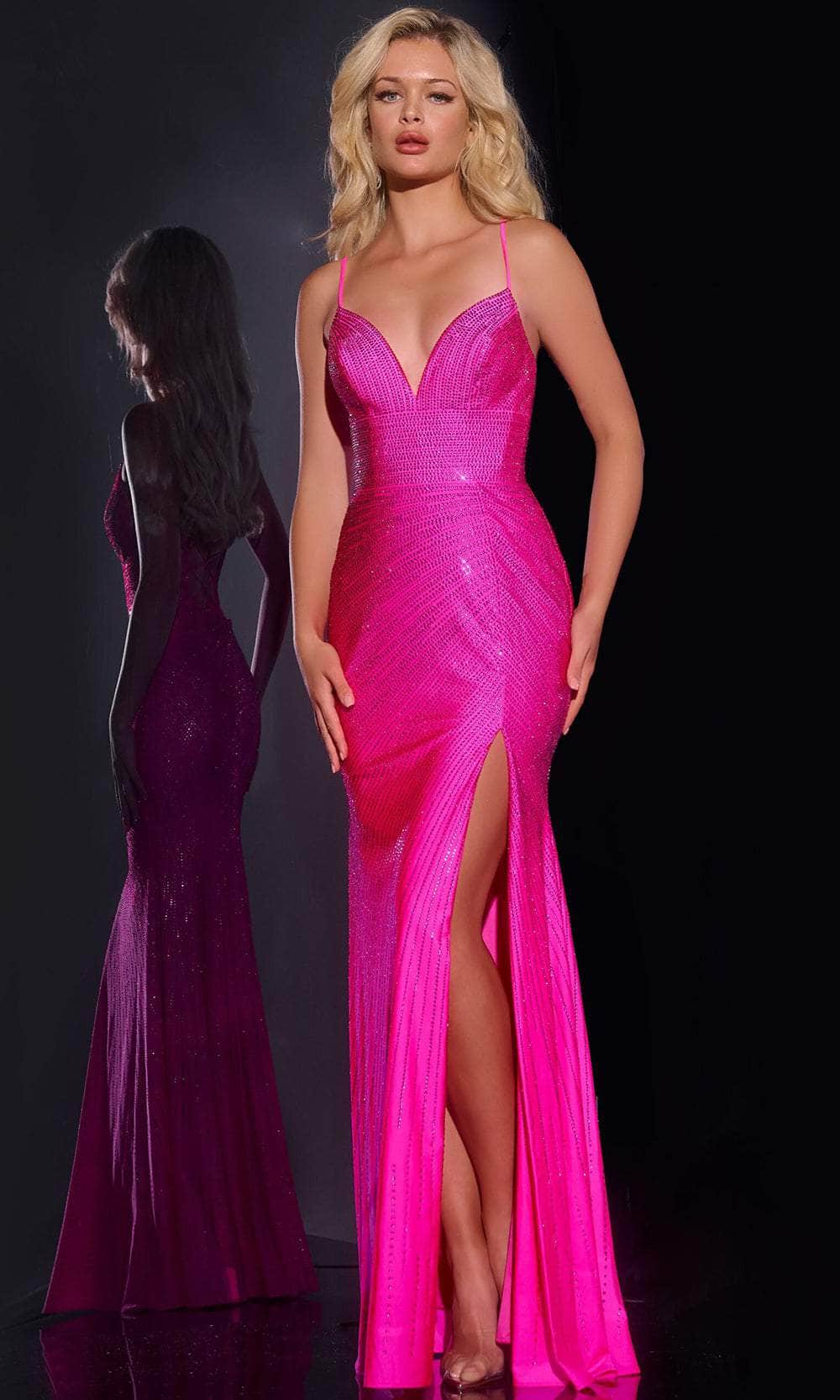 Beaded V-Neck Prom Dress