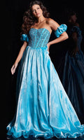 Detachable Sleeve Corset Prom Gown