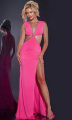 Vestido de graduación con espalda descubierta y aberturas
