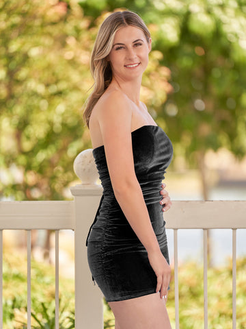 Robes moulantes bustier en velours bleu royal pour le bal de promo