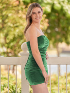 Bodycon Strapless Royal Blue Velvet Homecoming Dresses