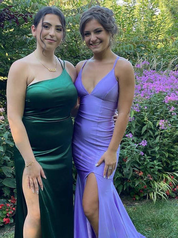 Kenny | Vestido de fiesta sirena con tirantes lila y espalda con cordones 