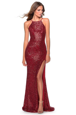Sequined Halter Neck Sheath Dress
