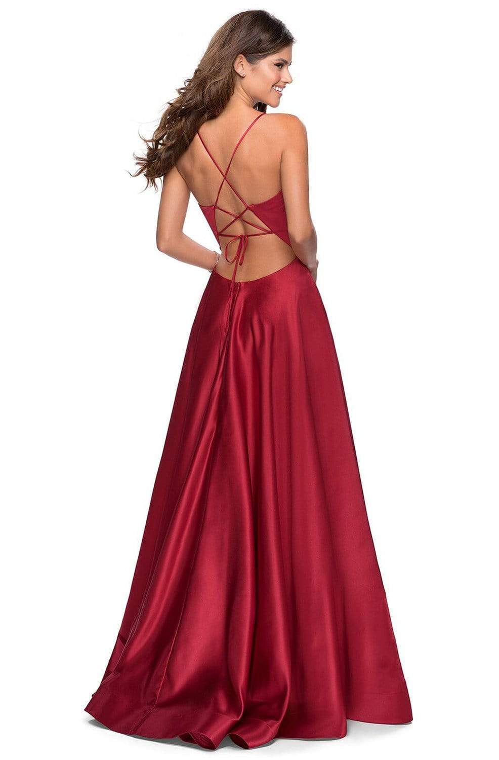 Robe de bal junior en satin à décolleté en V profond