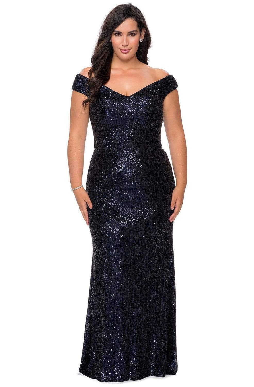 Robe fourreau modeste à sequins et épaules dénudées pour bal de promo