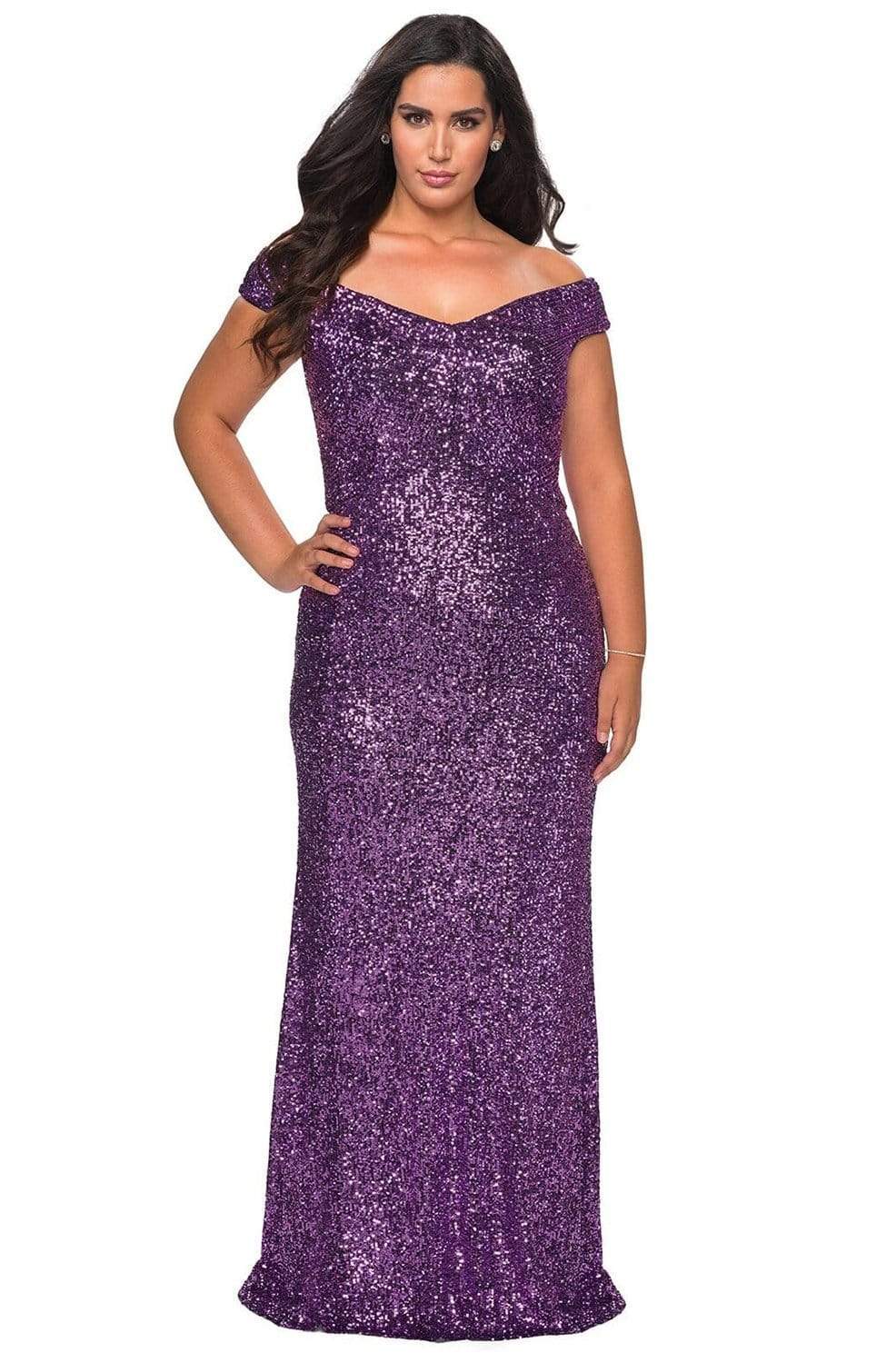 Robe fourreau modeste à sequins et épaules dénudées pour bal de promo