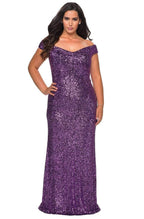 Robe fourreau modeste à sequins et épaules dénudées pour bal de promo