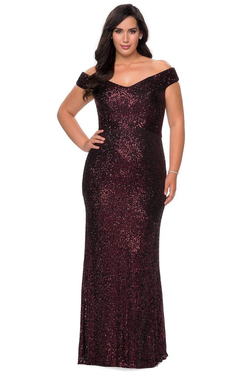 Robe fourreau modeste à sequins et épaules dénudées pour bal de promo