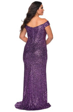 Robe fourreau modeste à sequins et épaules dénudées pour bal de promo
