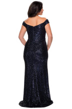 Robe fourreau modeste à sequins et épaules dénudées pour bal de promo
