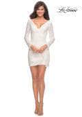 Robe de cocktail à sequins à décolleté plongeant et manches longues