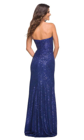 Robe longue à sequins froncée avec fente