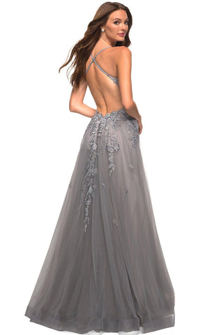 Vestido de tul con apliques de encaje