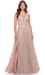 Lace High Slit Prom Dress