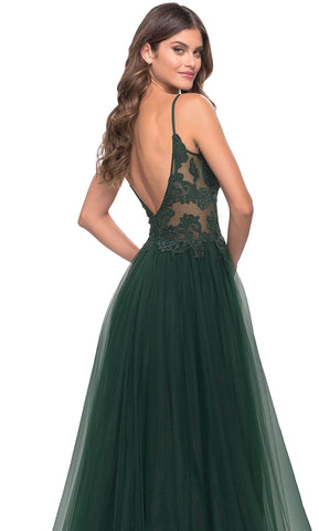 Vestido de graduación de encaje con abertura alta