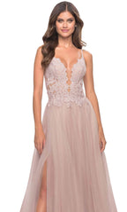 Lace High Slit Prom Dress