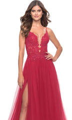 Lace High Slit Prom Dress