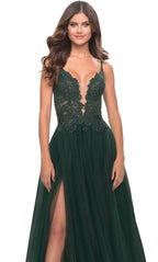 Lace High Slit Prom Dress