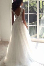 Robes de mariée simples en dentelle, coupe trapèze, sans manches, ceinture et dos nu 