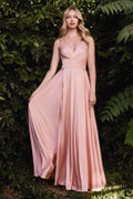 Robe en satin trapèze à col en V