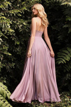 Robe en satin trapèze à col en V