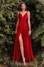 Robe en satin trapèze à col en V