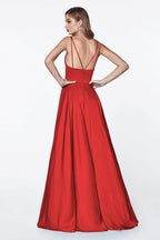 Robe en satin trapèze à col en V