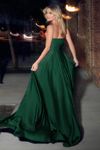 Keyhole Strapless Satin A-line Gown