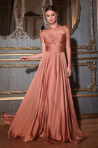 Keyhole Strapless Satin A-line Gown
