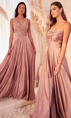 Robe de bal froncée à col en V et nœud