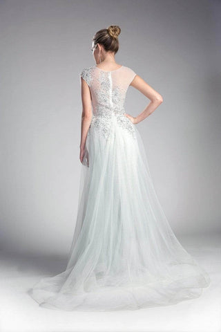 Sheer Scoop Beaded Tulle Evening Gown